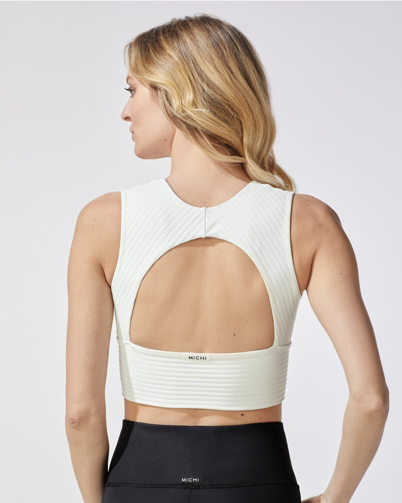 MICHI Flare Ribbed Bustier Ivory