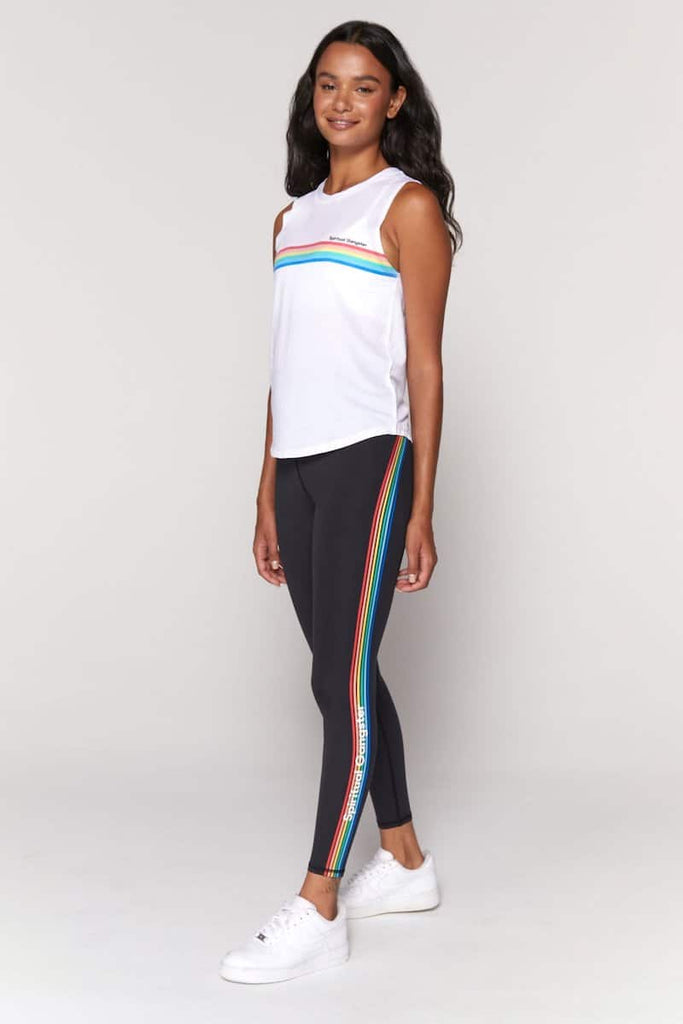 Spiritual Gangster Rainbow Active Muscle Tank White